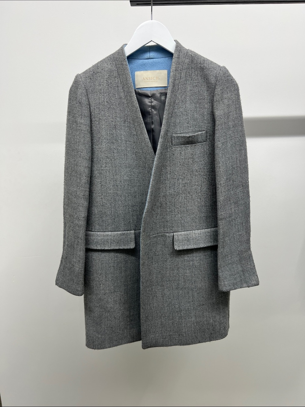 Grey Knit Open Front Blazer